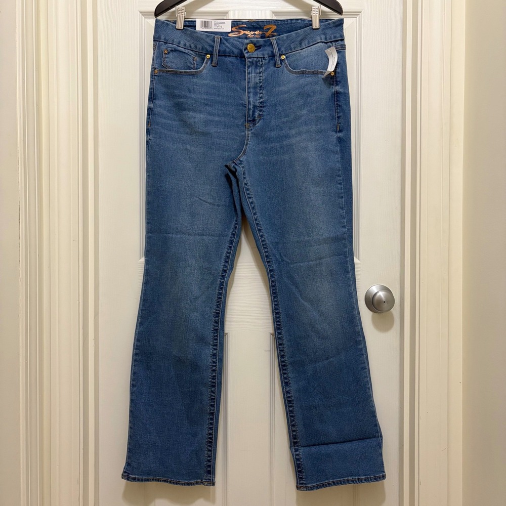NEW Seven7 Tummyless High Rise Slim Bootcut Jeans Size 16 Pasadena Blue Stretch